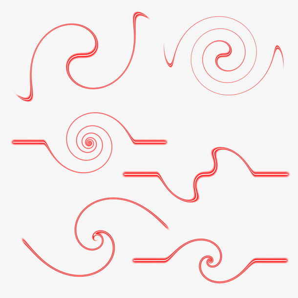 红色螺旋形霓虹光效免抠