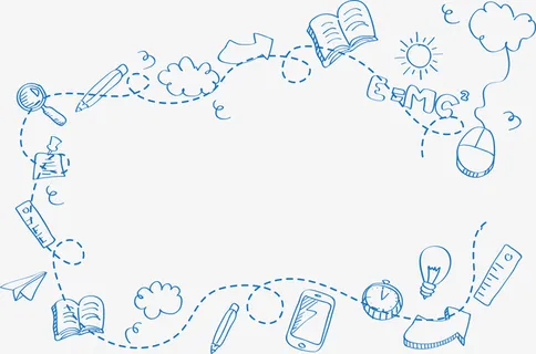 圆珠笔手绘教育边框免抠