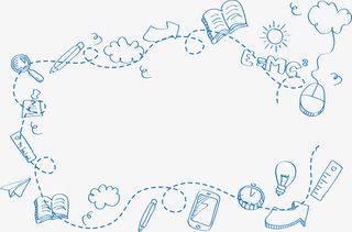 圆珠笔手绘教育边框免抠