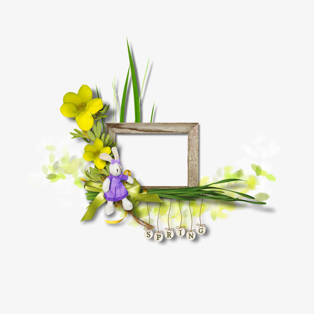 枝叶玩偶木框免抠