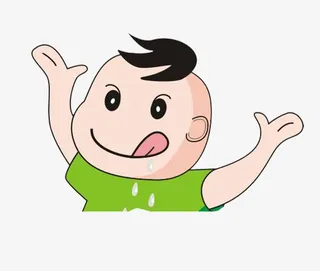 绿色小孩儿美味表情免抠