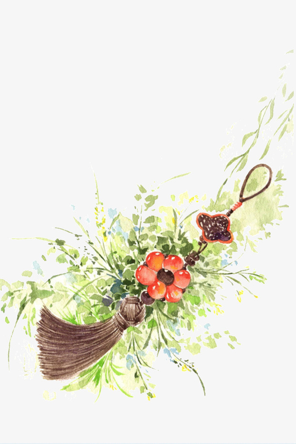 彩色古手绘水彩画免抠