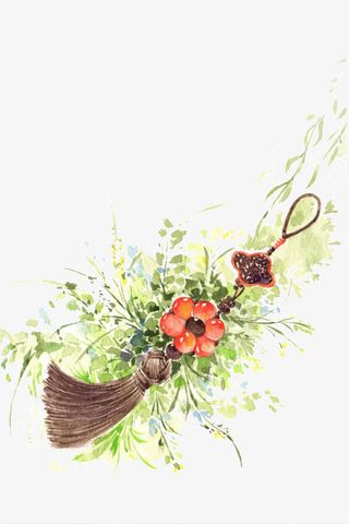 彩色古手绘水彩画免抠