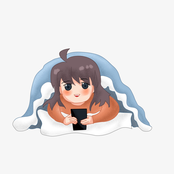 卡通趴在被窝取暖人物免抠