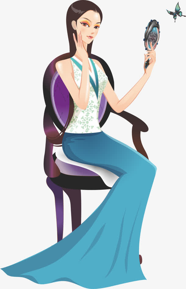 坐椅子上的美女免抠