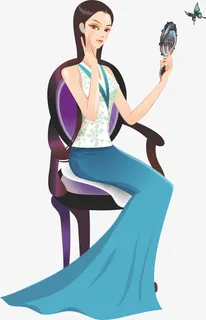 坐椅子上的美女免抠