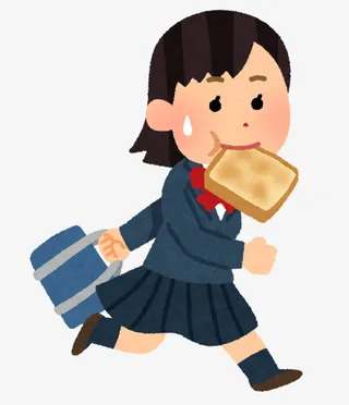 卡通着急上学的女孩免抠