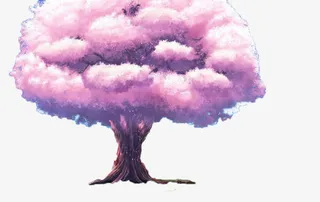 紫色樱花树免抠