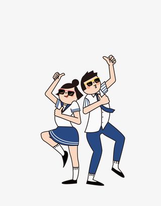 跳舞的男孩女孩免抠