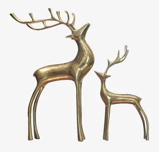金色麋鹿装饰实物免抠