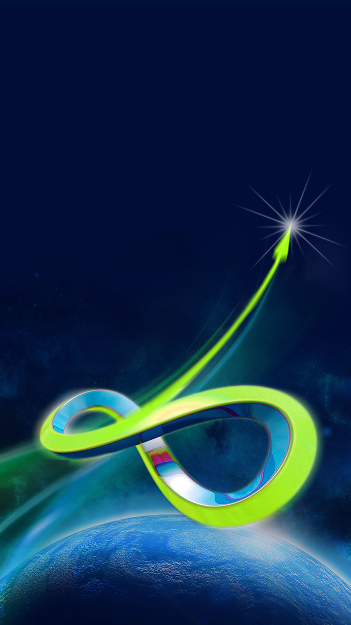星空地球无线符号绿色光轨蓝色背景图高清