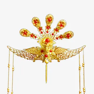 复古盘发黄金首饰头饰免抠