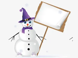 举着牌子的雪人免抠