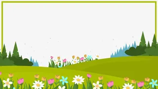 森林草地鲜花主题边框免抠