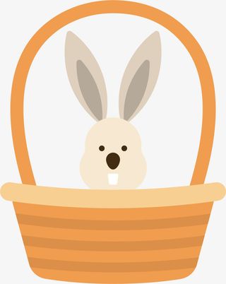 复活节卡通兔子篮子免抠