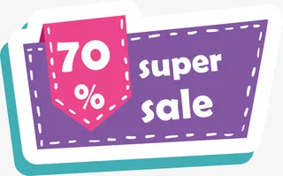 商场促销紫色可爱标签免抠