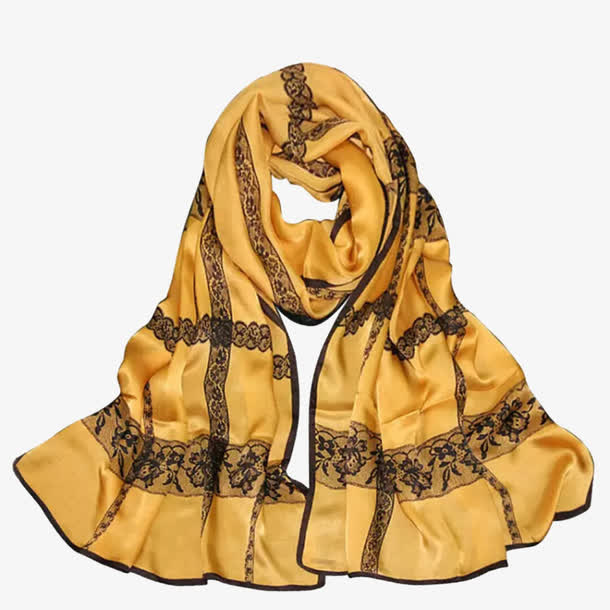 金黄色丝巾免抠