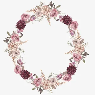 水彩花卉花环免抠