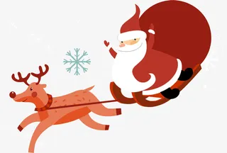 圣诞节黄色麋鹿拉车免抠