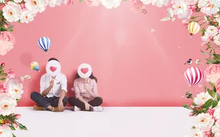 粉 浪漫七夕节日海报设计背景高清