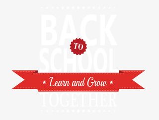 矢量创意红缎带返校学习英文字体免抠