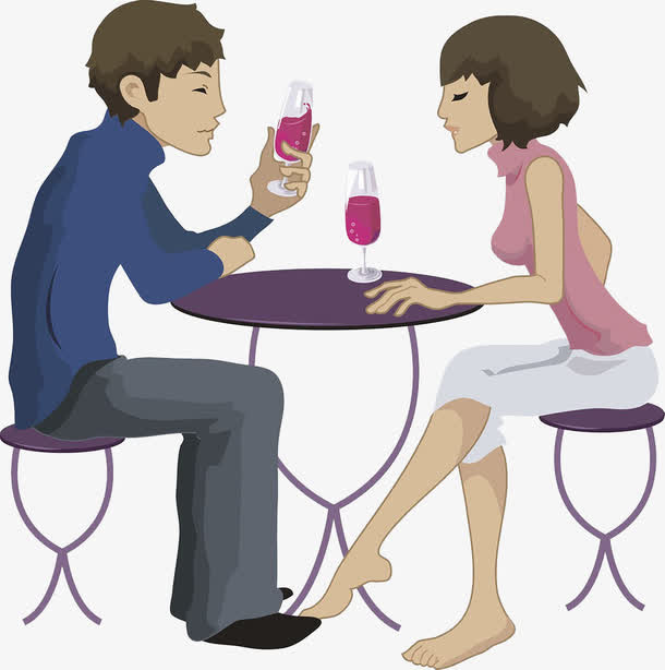 坐在圆桌喝酒的男女免抠