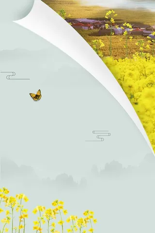 小清新春天你好油菜花风景插画高清