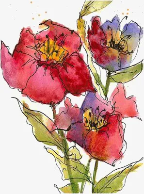 水彩花朵免抠