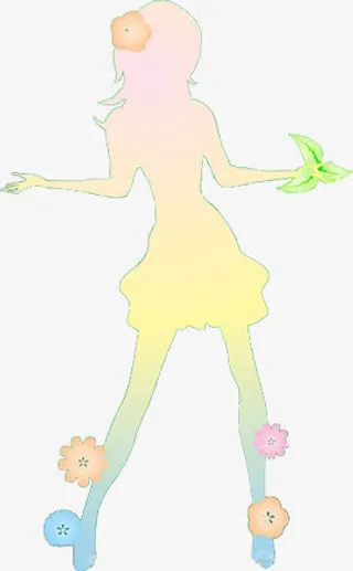 时尚春天人物手绘意境免抠