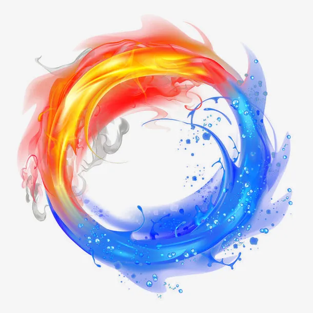 红蓝鱼圆形光效免抠
