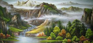 油画山水风景高清