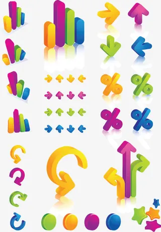 3D多彩图标矢量素材,免抠