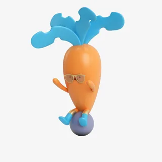 胡萝卜，C4D，水果，胡萝卜坐在石头上免抠