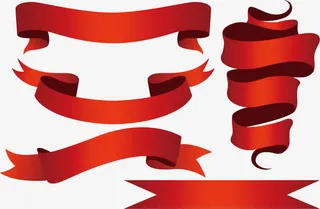 美丽红丝带矢量免抠