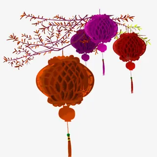 可折叠春节装饰用灯笼免抠