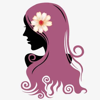 手绘女孩头部轮廓剪影免抠