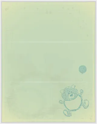 绿色底纹小熊信纸免抠