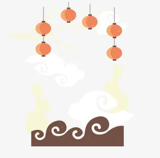 古风祥云花纹灯笼免抠