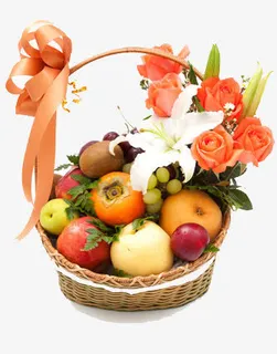 一筐包装好的水果果篮免抠