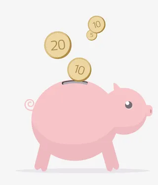 金币装入猪钱罐免抠