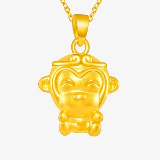 金猴吊坠黄金项链免抠