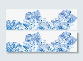 夏日海报沙滩冰块设计免抠