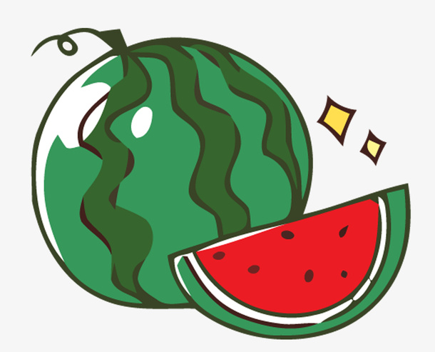 手绘西瓜免抠