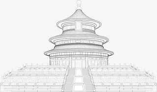 天坛建筑线稿免抠
