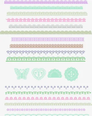 紫色简约花边边框纹理免抠