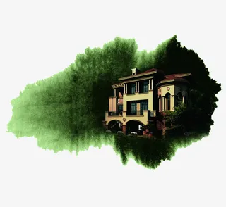 水彩墨房子免抠