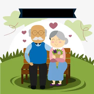 卡通老人夫妇免抠