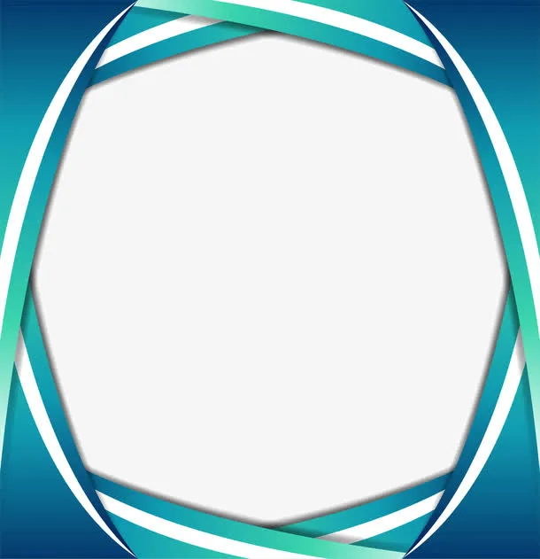 蓝色条纹折纸边框免抠