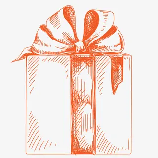 手绘红色卡通礼盒素描免抠