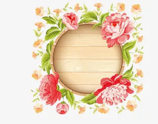 春天夏天精美唯美牡丹花花卉花环免抠